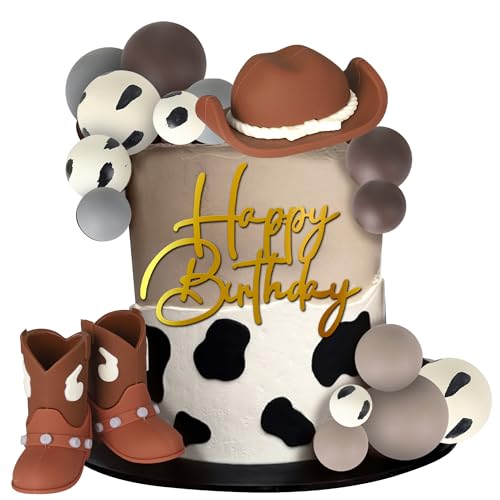 Xsstarmi 3D-Cowboy-Happy Birthday-Kuchenaufsatz, gepunktete Luftballons, Cowboyhut, Stiefel, Kuchenpicker für Cowboy-Thema, Babyparty, Happy Birthday, Party, Kuchendekorationen Xsstarmi 3D-Cowboy-Happy Birthday-Kuchenaufsatz, gepunktete Luftballons, Cowboyhut, Stiefel, Kuchenpicker für Cowboy-Thema, Babyparty, Happy Birthday, Party, Kuchendekorationen von Xsstarmi