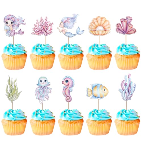 Xsstarmi 40 Packung Ozean Meerestier Cupcake Toppers Unter dem Meer Meerjungfrau Koralle Cupcake Picks Die Unterwasserwelt Ozean Geburtstag Zubehör für Party Kuchendekorationen Xsstarmi 40 Packung Ozean Meerestier Cupcake Toppers Unter dem Meer Meerjungfrau Koralle Cupcake Picks Die Unterwasserwelt Ozean Geburtstag Zubehör für Party Kuchendekorationen von Xsstarmi