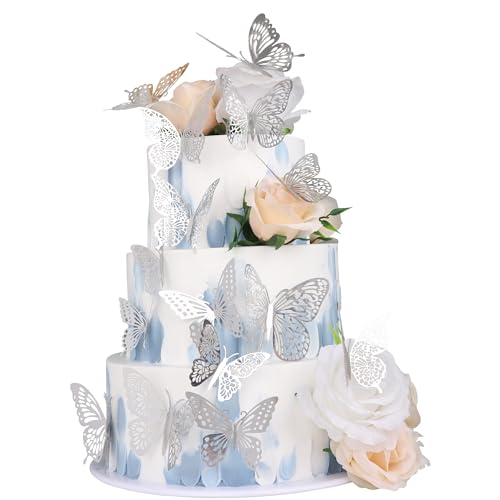 Xsstarmi 42 Stück lebendige Schmetterlings-Cupcake-Topper, 3D-Schmetterling-Kuchendekorationen, hohle Kunst, Schmetterling, Geburtstagsparty, Dekorationen für Babyparty, Geburtstag, Hochzeit, von Xsstarmi