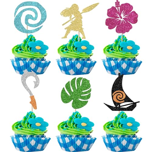 Xsstarmi Cupcake-Aufsätze, Motiv: Vaiana-inspirierte Cupcake-Aufsätze, glitzernd, Palmblatt-Blume, Cupcake-Picks, tropische hawaiianische Luau-Thema, Kuchendekorationen für Babyparty, Geburtstag Xsstarmi Cupcake-Aufsätze, Motiv: Vaiana-inspirierte Cupcake-Aufsätze, glitzernd, Palmblatt-Blume, Cupcake-Picks, tropische hawaiianische Luau-Thema, Kuchendekorationen für Babyparty, Geburtstag von Xsstarmi