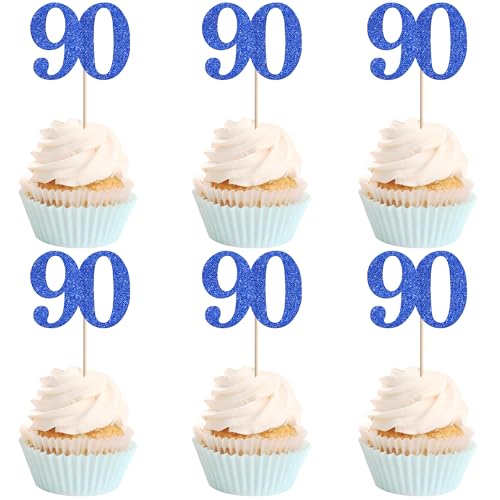 Xsstarmi Cupcake-Aufsätze, Zahl 90, Glitzer, Prost bis 90 Jahre, Cupcake-Picks, Dekoration für 90. Geburtstag, Hochzeit, Jahrestag, Party, Kuchendekorationen, Blau, 36 Stück Xsstarmi Cupcake-Aufsätze, Zahl 90, Glitzer, Prost bis 90 Jahre, Cupcake-Picks, Dekoration für 90. Geburtstag, Hochzeit, Jahrestag, Party, Kuchendekorationen, Blau, 36 Stück von Xsstarmi