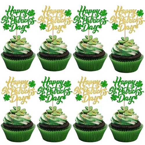 Xsstarmi Cupcake-Aufsätze "Happy St. Patrick's Day", glitzernd, vierblättrig, für St. Patrick's Day, irisches Kleeblatt, Babyparty, Geburtstagsparty, Kuchendekorationen, Zubehör, 24 Stück Xsstarmi Cupcake-Aufsätze "Happy St. Patrick's Day", glitzernd, vierblättrig, für St. Patrick's Day, irisches Kleeblatt, Babyparty, Geburtstagsparty, Kuchendekorationen, Zubehör, 24 Stück von Xsstarmi