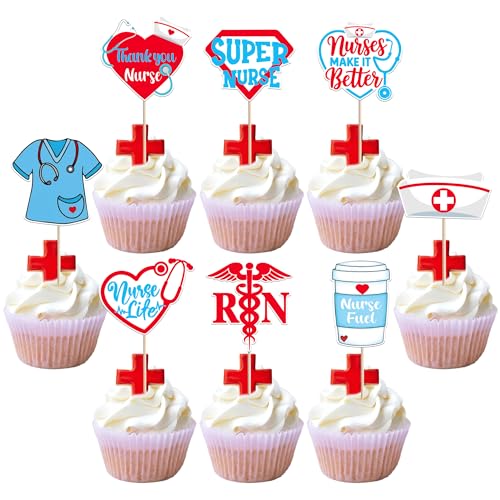 Xsstarmi Cupcake-Aufsätze "Super Nurse", "Make it Butter", "Thank You", für medizinische Schule, Schulabschluss, Krankenschwestern, Party, Kuchendekoration, 40 Stück Xsstarmi Cupcake-Aufsätze "Super Nurse", "Make it Butter", "Thank You", für medizinische Schule, Schulabschluss, Krankenschwestern, Party, Kuchendekoration, 40 Stück von Xsstarmi