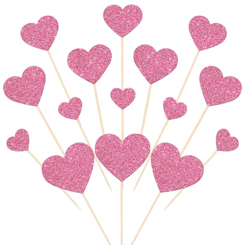 Xsstarmi Cupcake-Aufsätze mit Herzmotiv, rosa Glitzer, süßes Herz, Cupcake-Picks für Babyparty, Brautparty, Hochzeit, Geburtstag, Valentinstag, Party, Kuchendekoration, 35 Stück Xsstarmi Cupcake-Aufsätze mit Herzmotiv, rosa Glitzer, süßes Herz, Cupcake-Picks für Babyparty, Brautparty, Hochzeit, Geburtstag, Valentinstag, Party, Kuchendekoration, 35 Stück von Xsstarmi