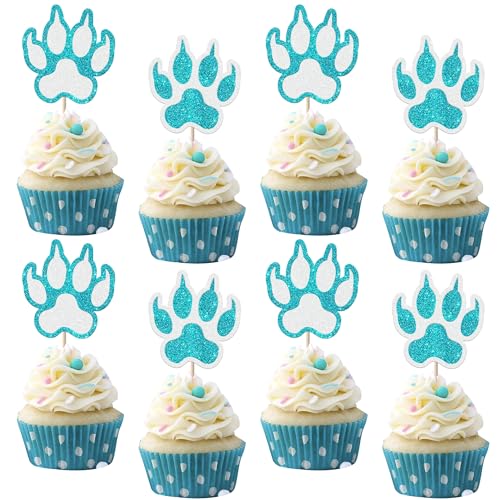 Xsstarmi Cupcake-Aufsätze mit Pfotenmotiv, blau, glitzernd, Katzenpfote, Dekoration für Babyparty, Haustiere, Geburtstagsparty, Kuchendekorationen, Zubehör, 24 Stück Xsstarmi Cupcake-Aufsätze mit Pfotenmotiv, blau, glitzernd, Katzenpfote, Dekoration für Babyparty, Haustiere, Geburtstagsparty, Kuchendekorationen, Zubehör, 24 Stück von Xsstarmi