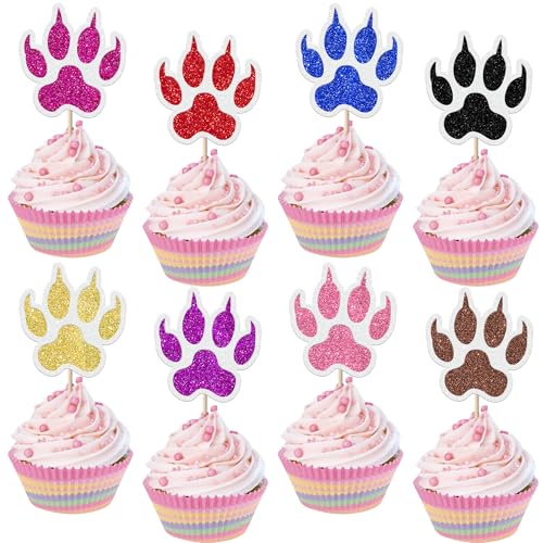 Xsstarmi Cupcake-Aufsätze mit Pfotenmotiv, glitzernde Katzenpfote, Cupcake-Picks, Haustier-Geburtstagstorten-Dekorationen für Babyparty, Geburtstag, Party, Zubehör, mehrfarbig, 24 Stück Xsstarmi Cupcake-Aufsätze mit Pfotenmotiv, glitzernde Katzenpfote, Cupcake-Picks, Haustier-Geburtstagstorten-Dekorationen für Babyparty, Geburtstag, Party, Zubehör, mehrfarbig, 24 Stück von Xsstarmi