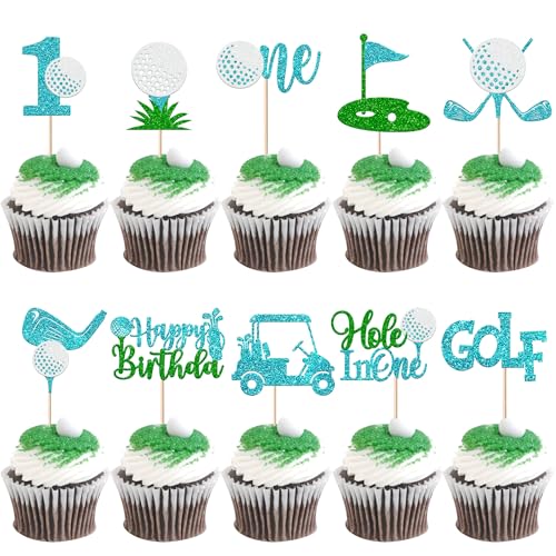 Xsstarmi Cupcake-Aufsätze zum 1. Geburtstag, glitzernd, Golfloch, Cupcake-Picks, Dekoration für Jungen, Babyparty, Kinder, zum ersten Geburtstag, Golf, Party, Kuchendekorationen, Blau, 30 Stück Xsstarmi Cupcake-Aufsätze zum 1. Geburtstag, glitzernd, Golfloch, Cupcake-Picks, Dekoration für Jungen, Babyparty, Kinder, zum ersten Geburtstag, Golf, Party, Kuchendekorationen, Blau, 30 Stück von Xsstarmi