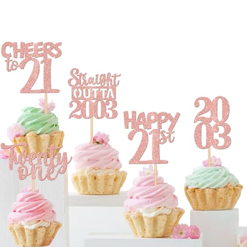 Xsstarmi Cupcake-Aufsätze zum 21. Geburtstag, glitzernd, 21. Geburtstag, 21. Geburtstag, 30 Stück von Xsstarmi