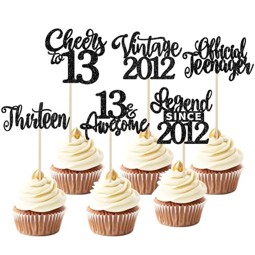 Xsstarmi Cupcake-Topper, Motiv: Legende seit 2012, schwarzer Glitzer, Vintage-Stil, 2012, Cupcake-Picks, Cheers to 13, tolle dreizehn Kuchendekorationen für Büro, Teenager, Happy 13th Birthday, Xsstarmi Cupcake-Topper, Motiv: Legende seit 2012, schwarzer Glitzer, Vintage-Stil, 2012, Cupcake-Picks, Cheers to 13, tolle dreizehn Kuchendekorationen für Büro, Teenager, Happy 13th Birthday, von Xsstarmi