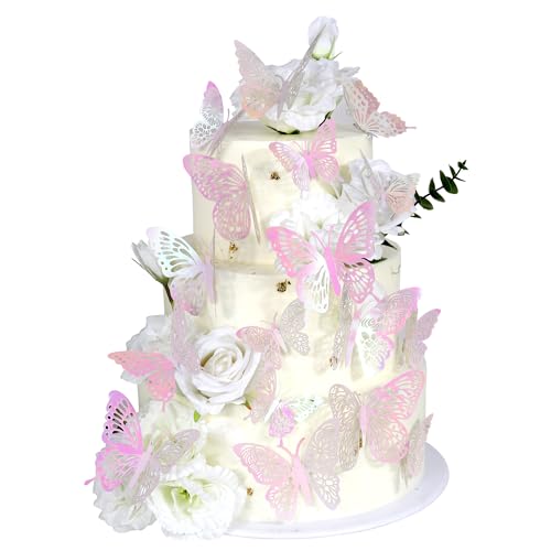 Xsstarmi Cupcake-Topper mit Schmetterlingen, hohl, Kunst, Schmetterling, Geburtstagsparty, Dekoration, 3D-Schmetterling-Kuchendekorationen für Babyparty, Geburtstag, Hochzeit, Jahrestag, Party, von Xsstarmi