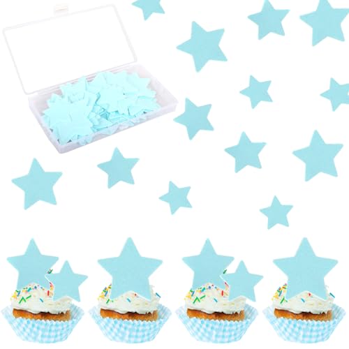 Xsstarmi Essbare Stern-Cupcake-Topper, Reispapier, Mini-Sterne, Cupcake-Picks für Babyparty, Hochzeit, Verlobung, Brautparty, Geburtstag, Weihnachten, Party, Kuchendekorationen, Zubehör, Hellblau, 60 Xsstarmi Essbare Stern-Cupcake-Topper, Reispapier, Mini-Sterne, Cupcake-Picks für Babyparty, Hochzeit, Verlobung, Brautparty, Geburtstag, Weihnachten, Party, Kuchendekorationen, Zubehör, Hellblau, 60 von Xsstarmi