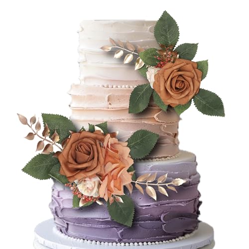 Xsstarmi Kuchendekoration aus Seidenrosen, handgefertigt, für Hochzeit, Geburtstag, Jahrestag, Party, Kuchendekoration, 2 Stück Xsstarmi Kuchendekoration aus Seidenrosen, handgefertigt, für Hochzeit, Geburtstag, Jahrestag, Party, Kuchendekoration, 2 Stück von Xsstarmi