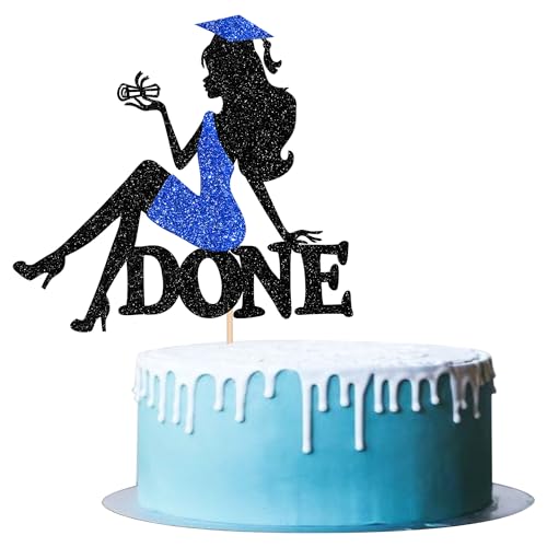 Xsstarmi Tortenaufsatz, 2025, Schulabschluss, blauer Glitzer, Mädchen, Diplom Done, Kuchendekoration, Klasse 2025, Congrats Grad, Kuchendekorationen für Abschlussball 2025, Schulabschluss, Party Xsstarmi Tortenaufsatz, 2025, Schulabschluss, blauer Glitzer, Mädchen, Diplom Done, Kuchendekoration, Klasse 2025, Congrats Grad, Kuchendekorationen für Abschlussball 2025, Schulabschluss, Party von Xsstarmi