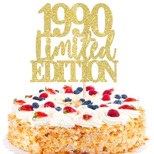 Xsstarmi Tortenaufsatz, limitierte Auflage, 1990, goldfarben, glitzernd, "Happy 35th Birthday", Kuchendekoration für 35. Geburtstag, Partyzubehör Xsstarmi Tortenaufsatz, limitierte Auflage, 1990, goldfarben, glitzernd, "Happy 35th Birthday", Kuchendekoration für 35. Geburtstag, Partyzubehör von Xsstarmi