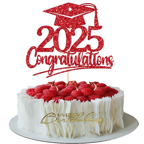 Xsstarmi Tortenaufsatz 2025, mit Glitzer, für Abschlussfeier, Abschlussfeier, Party, Kuchendekoration, 1 Packung Xsstarmi Tortenaufsatz 2025, mit Glitzer, für Abschlussfeier, Abschlussfeier, Party, Kuchendekoration, 1 Packung von Xsstarmi