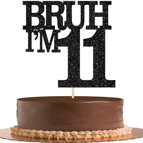 Xsstarmi Tortenaufsatz "Happy 11th Birthday", schwarzer Glitzer, Bruh I'm 11 Thema, Kuchendekoration für Cheers to 11 Years Birthday Party Cake Decorations Supplies Xsstarmi Tortenaufsatz "Happy 11th Birthday", schwarzer Glitzer, Bruh I'm 11 Thema, Kuchendekoration für Cheers to 11 Years Birthday Party Cake Decorations Supplies von Xsstarmi