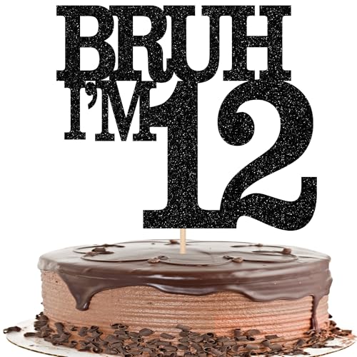 Xsstarmi Tortenaufsatz "Happy 12th Birthday", schwarzer Glitzer, Bruh I'm 12 Thema, Kuchendekoration für Cheers to 12 Years Birthday Party Cake Decorations Supplies Xsstarmi Tortenaufsatz "Happy 12th Birthday", schwarzer Glitzer, Bruh I'm 12 Thema, Kuchendekoration für Cheers to 12 Years Birthday Party Cake Decorations Supplies von Xsstarmi