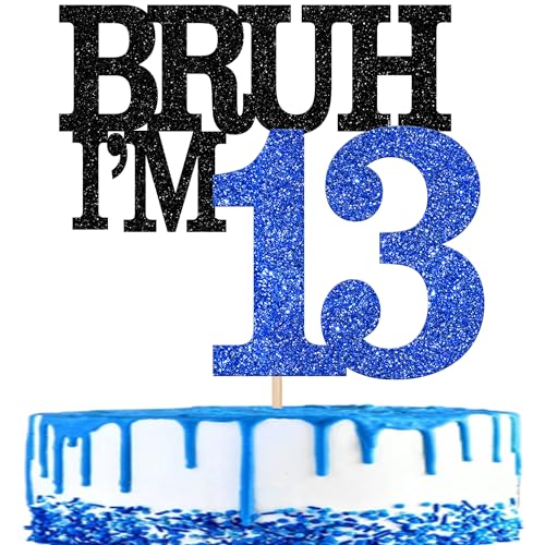 Xsstarmi Tortenaufsatz "Happy 13th Birthday", glitzernd, Bruh I'm 13, für Cheers to 13 Years Birthday Party, Kuchendekoration, 1 Packung von Xsstarmi