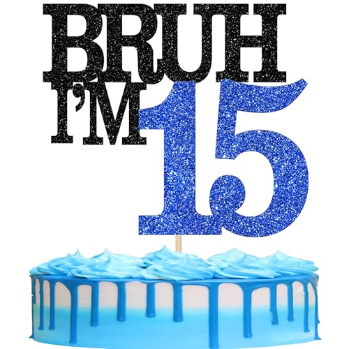 Xsstarmi Tortenaufsatz "Happy 15th Birthday", glitzernd, Bruh I'm 15, für Cheers to 15 Years Birthday Party, Kuchendekoration, 1 Packung Xsstarmi Tortenaufsatz "Happy 15th Birthday", glitzernd, Bruh I'm 15, für Cheers to 15 Years Birthday Party, Kuchendekoration, 1 Packung von Xsstarmi