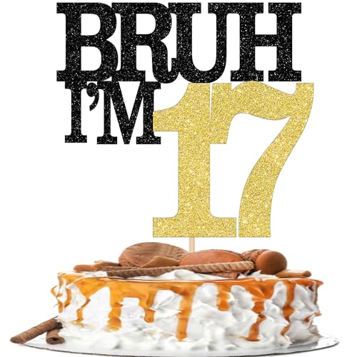 Xsstarmi Tortenaufsatz "Happy 17th Birthday", Schwarz / Gold, Glitzer, Bruh I'm 17 Thema, Kuchendekoration für Cheers to 17 Years Birthday Party Cake Decorations Supplies Xsstarmi Tortenaufsatz "Happy 17th Birthday", Schwarz / Gold, Glitzer, Bruh I'm 17 Thema, Kuchendekoration für Cheers to 17 Years Birthday Party Cake Decorations Supplies von Xsstarmi