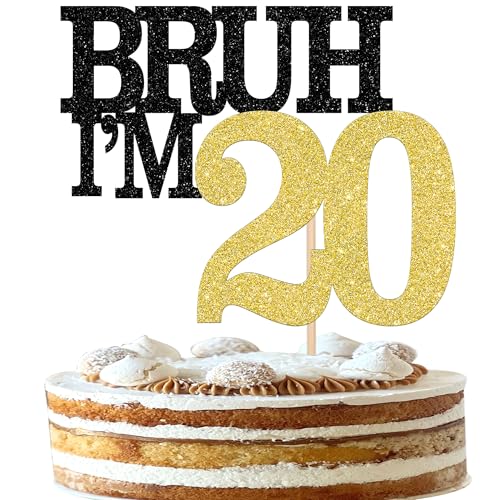 Xsstarmi Tortenaufsatz "Happy 20th Birthday", Schwarz / Gold, Glitzer, Bruh I'm 20 Thema, Kuchendekoration für Cheers to 20 Years Birthday Party Kuchen Dekorationen Supplies Xsstarmi Tortenaufsatz "Happy 20th Birthday", Schwarz / Gold, Glitzer, Bruh I'm 20 Thema, Kuchendekoration für Cheers to 20 Years Birthday Party Kuchen Dekorationen Supplies von Xsstarmi