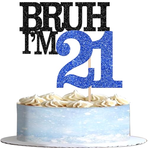 Xsstarmi Tortenaufsatz "Happy 21st Birthday", glitzernd, Bruh I'm 21, für Cheers to 21 Years Birthday Party, Kuchendekoration, 1 Packung von Xsstarmi