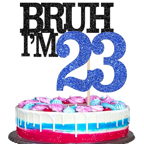 Xsstarmi Tortenaufsatz "Happy 23th Birthday", glitzernd, Bruh I'm 23, für Cheers to 23 Years Birthday Party, Kuchendekoration, 1 Packung von Xsstarmi