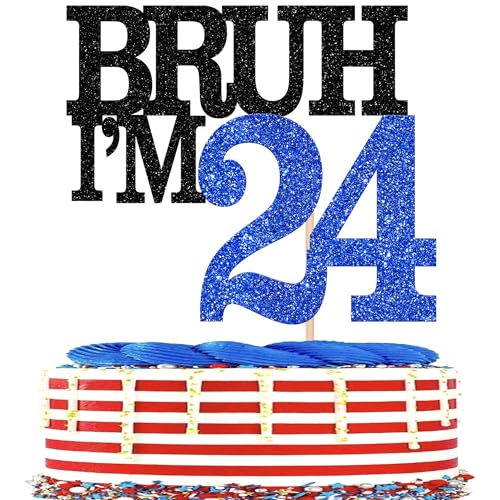 Xsstarmi Tortenaufsatz "Happy 24th Birthday", glitzernd, Bruh I'm 24, für Cheers to 24 Years Birthday, Party-Kuchendekorationen, 1 Packung von Xsstarmi