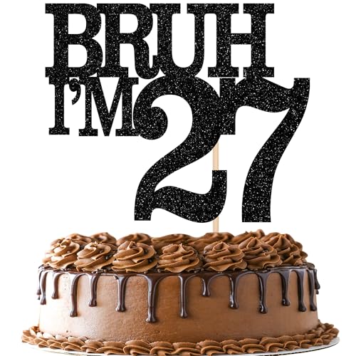Xsstarmi Tortenaufsatz "Happy 27th Birthday", schwarzer Glitzer, Bruh I'm 27 Thema, Kuchendekoration für Cheers to 27 Years Birthday Party Cake Decorations Supplies Xsstarmi Tortenaufsatz "Happy 27th Birthday", schwarzer Glitzer, Bruh I'm 27 Thema, Kuchendekoration für Cheers to 27 Years Birthday Party Cake Decorations Supplies von Xsstarmi