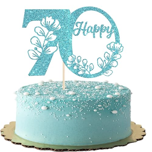 Xsstarmi Tortenaufsatz "Happy 70th Birthday", glitzernd, für 70. Geburtstag, Kuchendekoration für 70. Geburtstag, Kuchendekoration, hellblau, 1 Stück Xsstarmi Tortenaufsatz "Happy 70th Birthday", glitzernd, für 70. Geburtstag, Kuchendekoration für 70. Geburtstag, Kuchendekoration, hellblau, 1 Stück von Xsstarmi