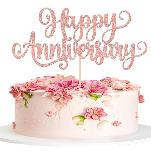 Xsstarmi Tortenaufsatz "Happy Anniversary", Roségold, Glitzer, Hochzeitstag, Kuchendekoration für Happy Anniversary Thema, Brautparty, Hochzeitstag, Party, Kuchendekorationen, Zubehör, 1 Stück Xsstarmi Tortenaufsatz "Happy Anniversary", Roségold, Glitzer, Hochzeitstag, Kuchendekoration für Happy Anniversary Thema, Brautparty, Hochzeitstag, Party, Kuchendekorationen, Zubehör, 1 Stück von Xsstarmi