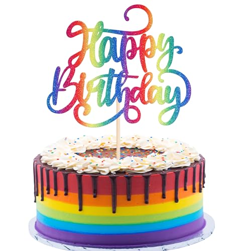 Xsstarmi Tortenaufsatz "Happy Birthday", glitzernd, Happy Birthday-Schild, Kuchendekoration für Geburtstag, Jahrestag, Motto-Party, Kuchendekoration, bunt, 1 Stück Xsstarmi Tortenaufsatz "Happy Birthday", glitzernd, Happy Birthday-Schild, Kuchendekoration für Geburtstag, Jahrestag, Motto-Party, Kuchendekoration, bunt, 1 Stück von Xsstarmi