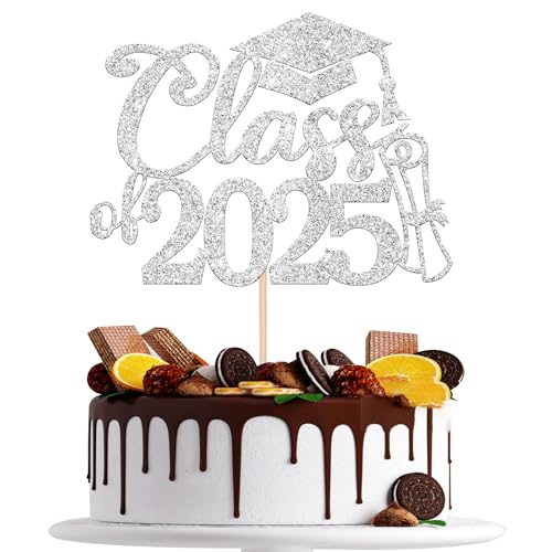 Xsstarmi Tortenaufsatz für Abschlussfeier 2025, glitzernd, Aufschrift "Congrats Grad", für Abschlussfeier 2025, Abschlussfeier, Party, Kuchendekoration, Silber, 1 Stück Xsstarmi Tortenaufsatz für Abschlussfeier 2025, glitzernd, Aufschrift "Congrats Grad", für Abschlussfeier 2025, Abschlussfeier, Party, Kuchendekoration, Silber, 1 Stück von Xsstarmi