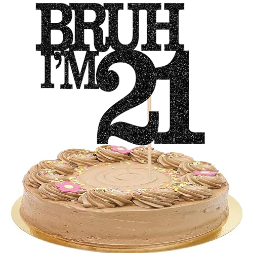 Xsstarmi Tortenaufsatz mit Aufschrift "Happy 21st Birthday", schwarzer Glitzer, Bruh I'm 21, für Cheers to 21 Years Birthday Party Cake Decorations Supplies Xsstarmi Tortenaufsatz mit Aufschrift "Happy 21st Birthday", schwarzer Glitzer, Bruh I'm 21, für Cheers to 21 Years Birthday Party Cake Decorations Supplies von Xsstarmi