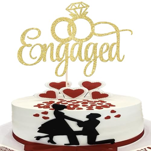 Xsstarmi Tortenaufsatz mit Aufschrift "We 're Engaged", goldfarbener Ring, glitzernd, Brautparty, Kuchendekoration für Hochzeit, Verlobung, Party, 1 Stück Xsstarmi Tortenaufsatz mit Aufschrift "We 're Engaged", goldfarbener Ring, glitzernd, Brautparty, Kuchendekoration für Hochzeit, Verlobung, Party, 1 Stück von Xsstarmi