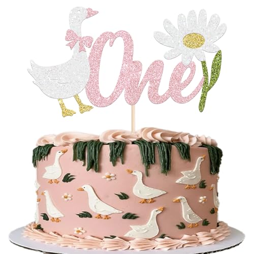 Xsstarmi Tortenaufsatz mit Gänseblümchen-Motiv, glitzernd, Bauernhoftiere, Gans, für Babyparty, Jungen, Mädchen, Kinder, 1. Geburtstag, Party, Kuchendekoration, Rosa, 1 Stück Xsstarmi Tortenaufsatz mit Gänseblümchen-Motiv, glitzernd, Bauernhoftiere, Gans, für Babyparty, Jungen, Mädchen, Kinder, 1. Geburtstag, Party, Kuchendekoration, Rosa, 1 Stück von Xsstarmi