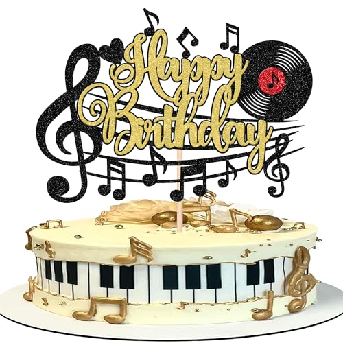 Xsstarmi Tortenaufsatz mit Musikmotiv "Happy Birthday", schwarzer Glitzer, für Musiker, Sänger, Musiker, Happy Birthday, Party, Kuchendekoration, Zubehör, 1 Stück Xsstarmi Tortenaufsatz mit Musikmotiv "Happy Birthday", schwarzer Glitzer, für Musiker, Sänger, Musiker, Happy Birthday, Party, Kuchendekoration, Zubehör, 1 Stück von Xsstarmi
