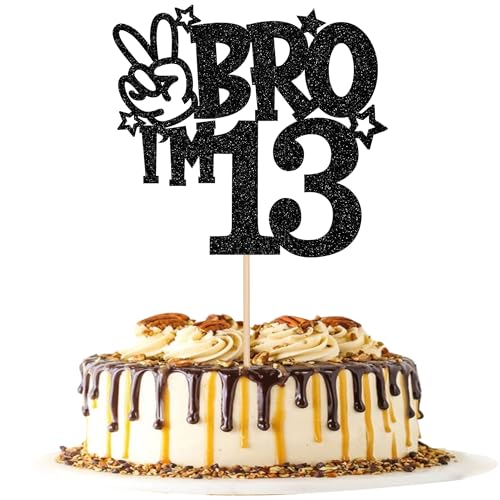 Xsstarmi Tortenaufsatz zum 13. Geburtstag, schwarzer Stern mit Glitzer, Aufschrift "Yes Bro I'm 13 Fabulous Cake Pick Cheers to 13 Years", Kuchendekorationen für Happy 13th Birthday Xsstarmi Tortenaufsatz zum 13. Geburtstag, schwarzer Stern mit Glitzer, Aufschrift "Yes Bro I'm 13 Fabulous Cake Pick Cheers to 13 Years", Kuchendekorationen für Happy 13th Birthday von Xsstarmi