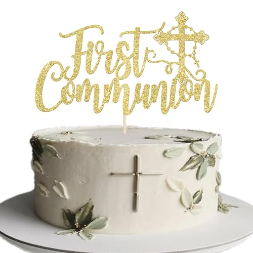 Xsstarmi Tortenaufsatz zur Erstkommunion, goldfarbenes Kreuz, glitzernd, Gott Segen, Kuchendekoration für christliche Taufe, Babyparty, Geburtstag, Party, Kuchendekoration, 1 Stück Xsstarmi Tortenaufsatz zur Erstkommunion, goldfarbenes Kreuz, glitzernd, Gott Segen, Kuchendekoration für christliche Taufe, Babyparty, Geburtstag, Party, Kuchendekoration, 1 Stück von Xsstarmi