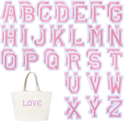 78 Stück Buchstaben zum Aufbügeln,Aufnäher Buchstaben Patches A - Z mit aufgebügeltem Kleber für Jacken, Mäntel, Hemden, Hüte, Taschen, Jeans, Rucksäcke (Rosa) von Xstary