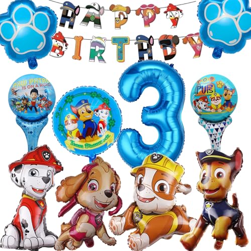 10-teiliges Hunde-Thema Geburtstag Partyset für Kinder – Banner, Zahl 3 Ballon, Figurenballons, Handstäbe, Bänder & Zubehör 10-teiliges Hunde-Thema Geburtstag Partyset für Kinder – Banner, Zahl 3 Ballon, Figurenballons, Handstäbe, Bänder & Zubehör von Xtaguvdm