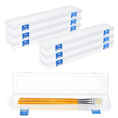 Xtahdge 6-Teilige Kunststoff-Aufbewahrungsbox für Pinsel, 13 Transparenter Pinselhalter, Zeichenstiftbehälter mit Schnalle Aus Kunststoff von Xtahdge
