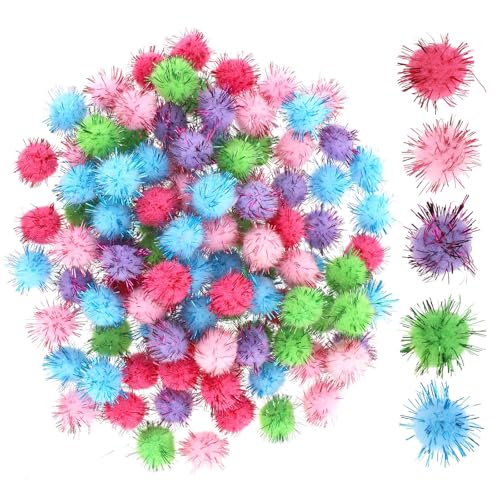 100 stücke Pompons zum Basteln 2cm Pompons Bunte Bommeln Flauschigen Plüsch bälle Flauschigen Plüsch Set für Lustige DIY Kreative Handwerk von Xthrotsenk