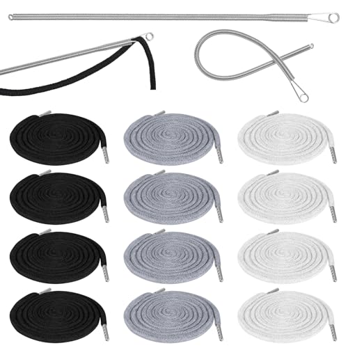 12 Stück Kapuzenkordel Kordel für Jogginghose Kordel für Hoodie 1.3m Ersatz-Kordelzüge Metall Ersatz-Saiten mit Einfädler für Jogginghose Kapuzenpullover Shorts Sweatshirt (Weiß, Schwarz, Grau) 12 Stück Kapuzenkordel Kordel für Jogginghose Kordel für Hoodie 1.3m Ersatz-Kordelzüge Metall Ersatz-Saiten mit Einfädler für Jogginghose Kapuzenpullover Shorts Sweatshirt (Weiß, Schwarz, Grau) von Xthrotsenk