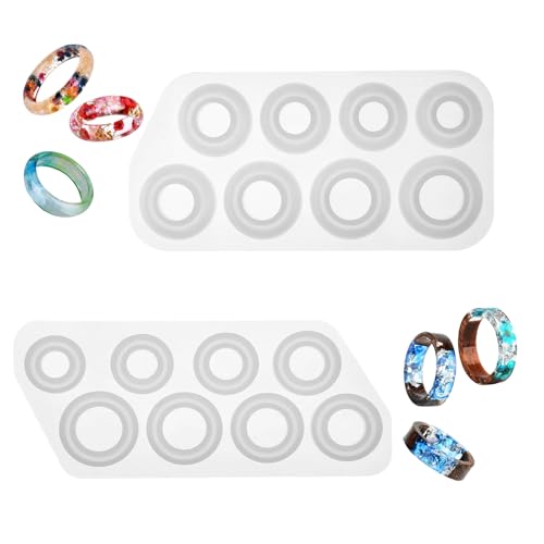 2 Stile Silikonformen Gießformen Ring Formen Silikon Ring Selber Machen DIY Epoxidharz Formen Silikonformen Schmuck Harz Ringform Rings Schmuckgussform für Dekoration Crafting Rings Anhänger Halskette von Xthrotsenk