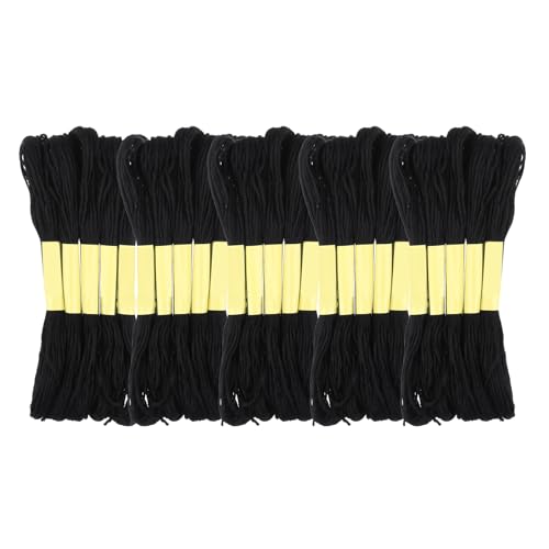 25 Stück Schwarzes Stickgarn 8m Handwerks Stickfaden Embroidery Threads Kreuzstichfäden Kreuzstich Garn für Stricken Stickere von Xthrotsenk