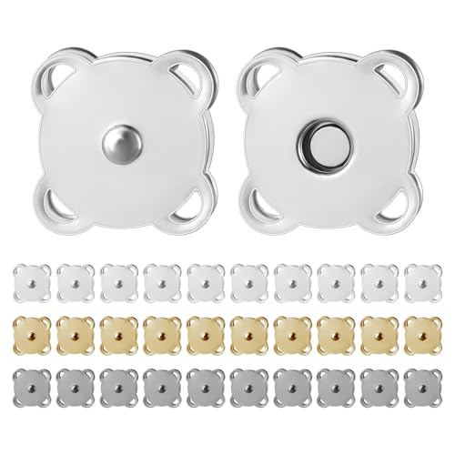 30 Stück Magnetknöpfe 14mm Metall Magnetische Knöpfe Nähen Magnetisch Druckknöpfe für DIY Handwerk Geldbörse Handtasche (3 Farben) von Xthrotsenk