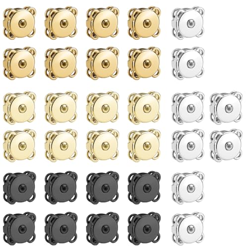 32 Sets Metall Pflaume Magnet 14mm Magnetknöpfe Druckknöpfe Magnetverschluss zum Einnähen Knöpfe für Rucksack Geldbörse Handtasche Jacke (4 Farben) von Xthrotsenk