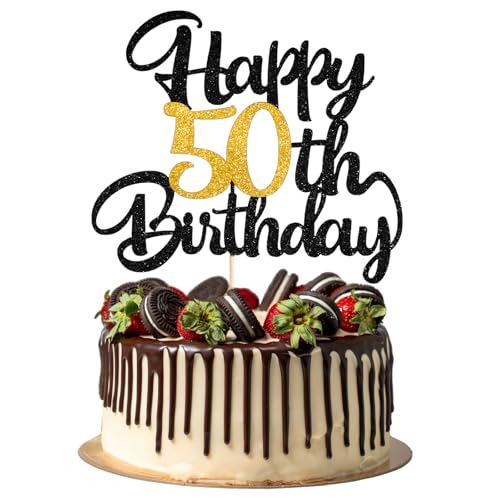 50 Birthday Cake Topper 50 Geburtstag Tortendeko Alles Gute zum Geburtstag Happy Gold und Schwarz Geburtstagsfeier Dekorationszubehör 50 Geburstagstorte Deko 50 Birthday Cake Topper 50 Geburtstag Tortendeko Alles Gute zum Geburtstag Happy Gold und Schwarz Geburtstagsfeier Dekorationszubehör 50 Geburstagstorte Deko von Xthrotsenk