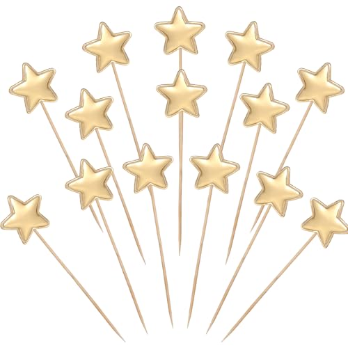 50 Stück Stern-Cupcake-Topper, goldene Sterne, Kuchendekoration, Goldstern-Kuchenaufsatz, Geburtstagskuchen-Topper, Sticks für Geburtstagsfeiern, Hochzeiten, Verlobungen, Jubiläen, Party von Xthrotsenk